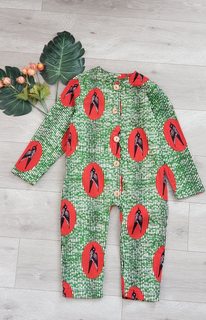 Dehcontee Baby Toddler African Print Long Sleeve Button Up Playsuit