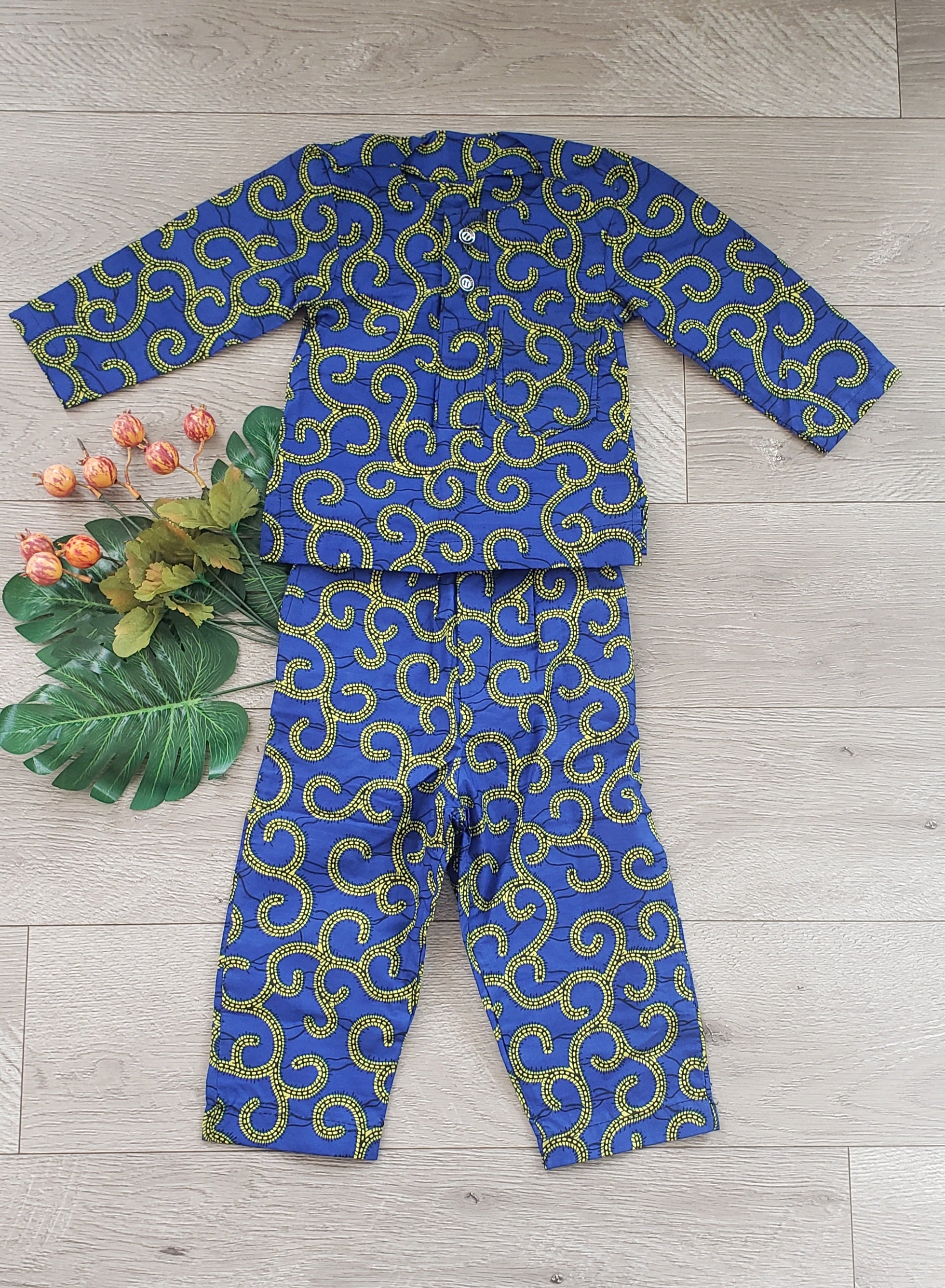 Swirl Baby Toddler Kids African Print Tunic and Pants Set