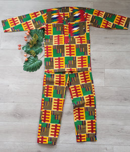 Motherland Toddler Kids African Print Tunic and Pants Set