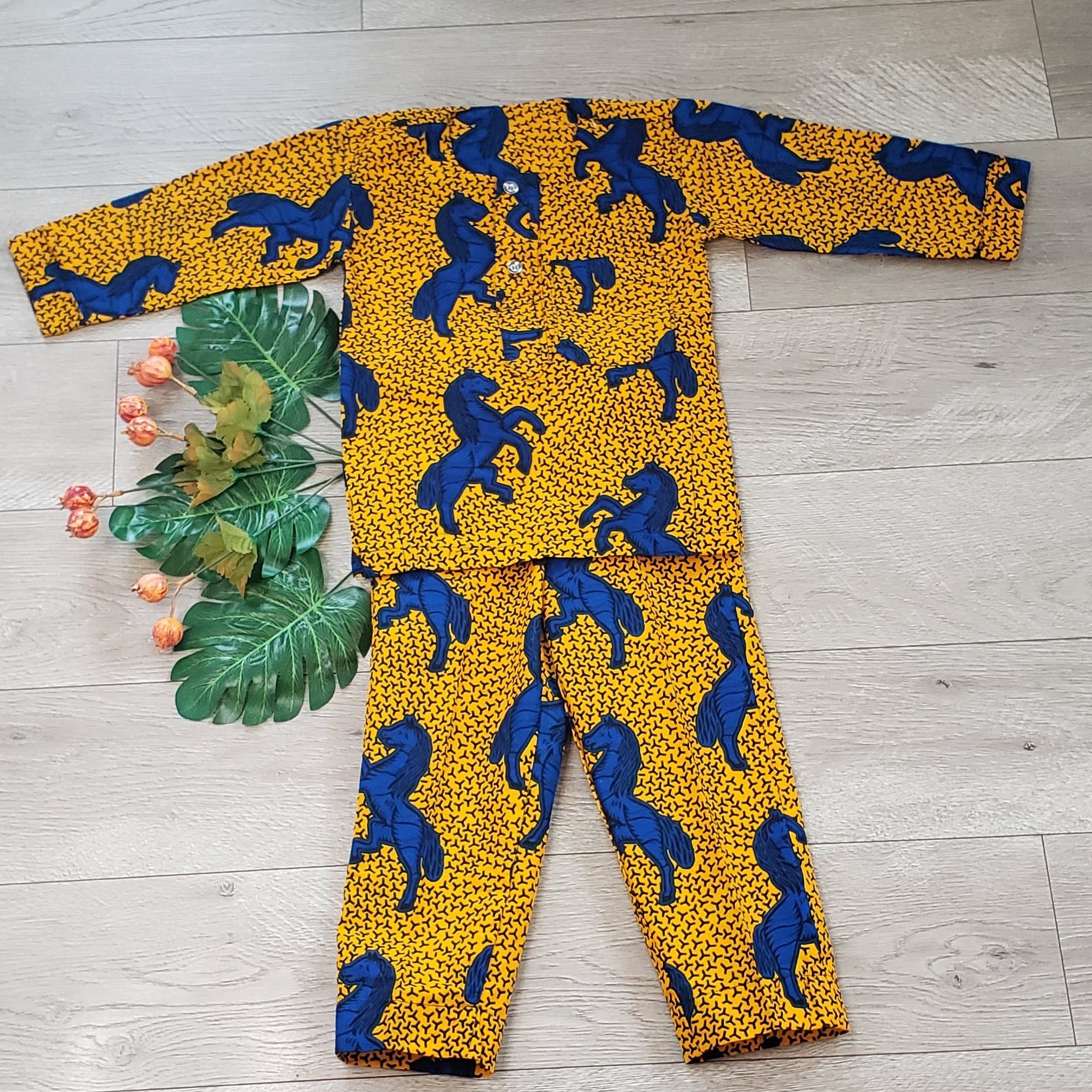 Wild Horses Baby Toddler Kids African Print Tunic and Pants Set