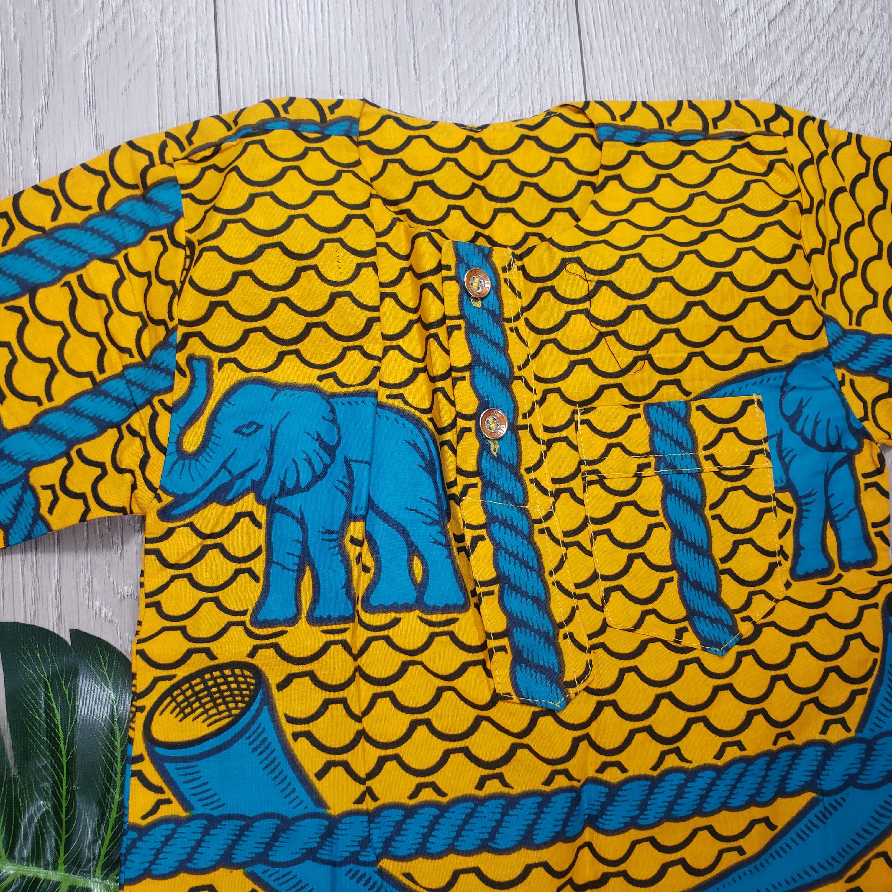 Mighty Elephants Toddler Kids African Print Tunic and Pants Set